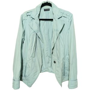 True Vintage moto style blazer jacket in soft seafoam blue